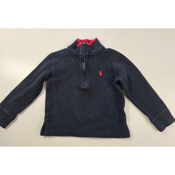 Polo size 2T black red 1/4 zip pullover knit sweater warm preppy boys winter - Picture 4 of 7
